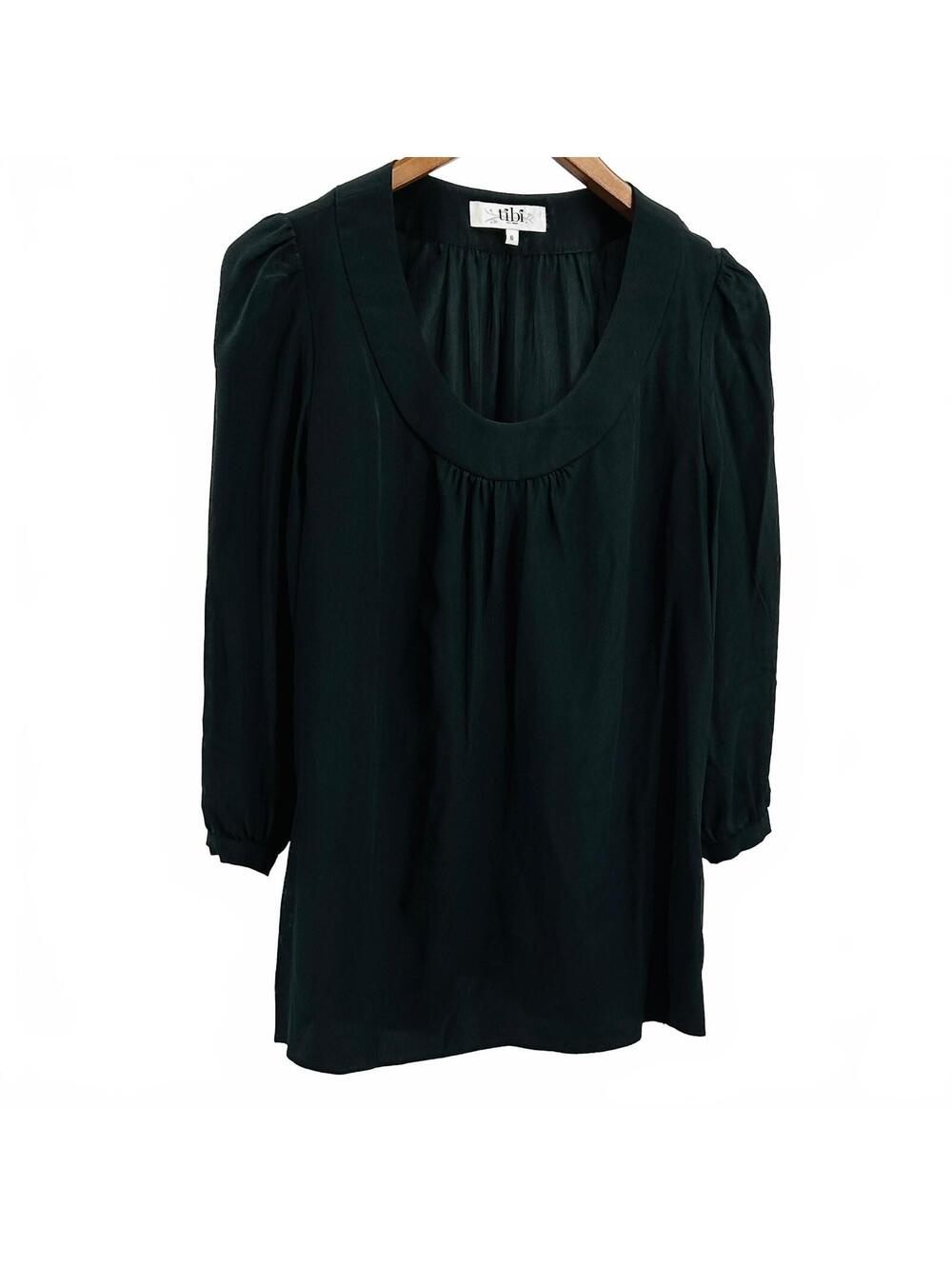 Vintage Y2K Tibi New York Black 100% Silk Minimalist Blouse